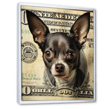Little Dog On Dollar Bill - Black Dog Wall Art