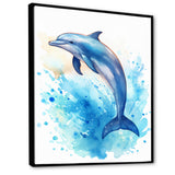 Cute Blue Dolphin Watercolor - Blue Dolphin Wall Art
