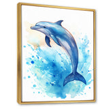 Cute Blue Dolphin Watercolor - Blue Dolphin Wall Art