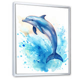 Cute Blue Dolphin Watercolor - Blue Dolphin Wall Art