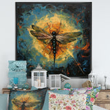 Expressive Painting Of Dragonfly - Dragonfly Living Room Wall Art