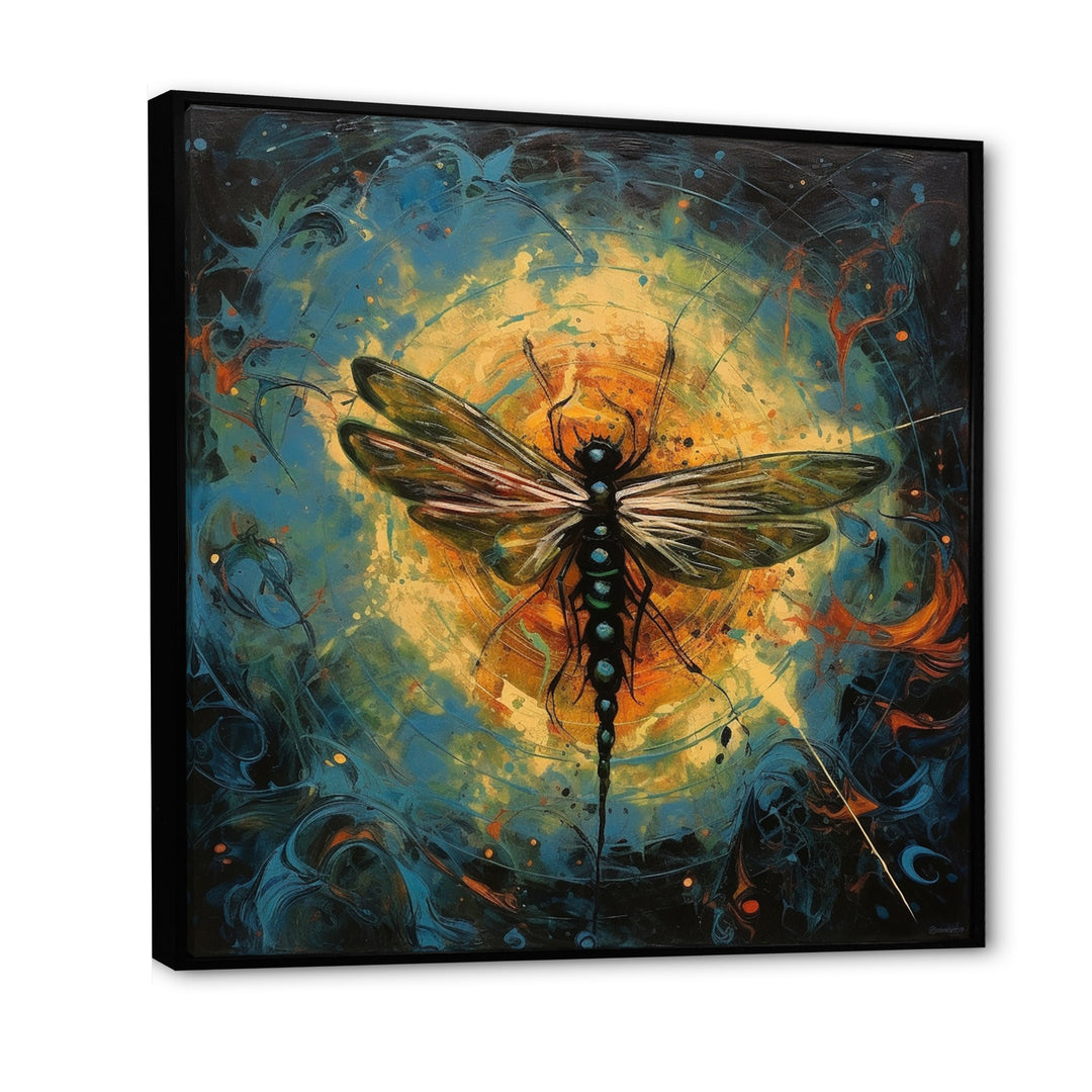 Expressive Painting Of Dragonfly - Dragonfly Living Room Wall Art