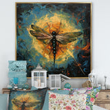 Expressive Painting Of Dragonfly - Dragonfly Living Room Wall Art