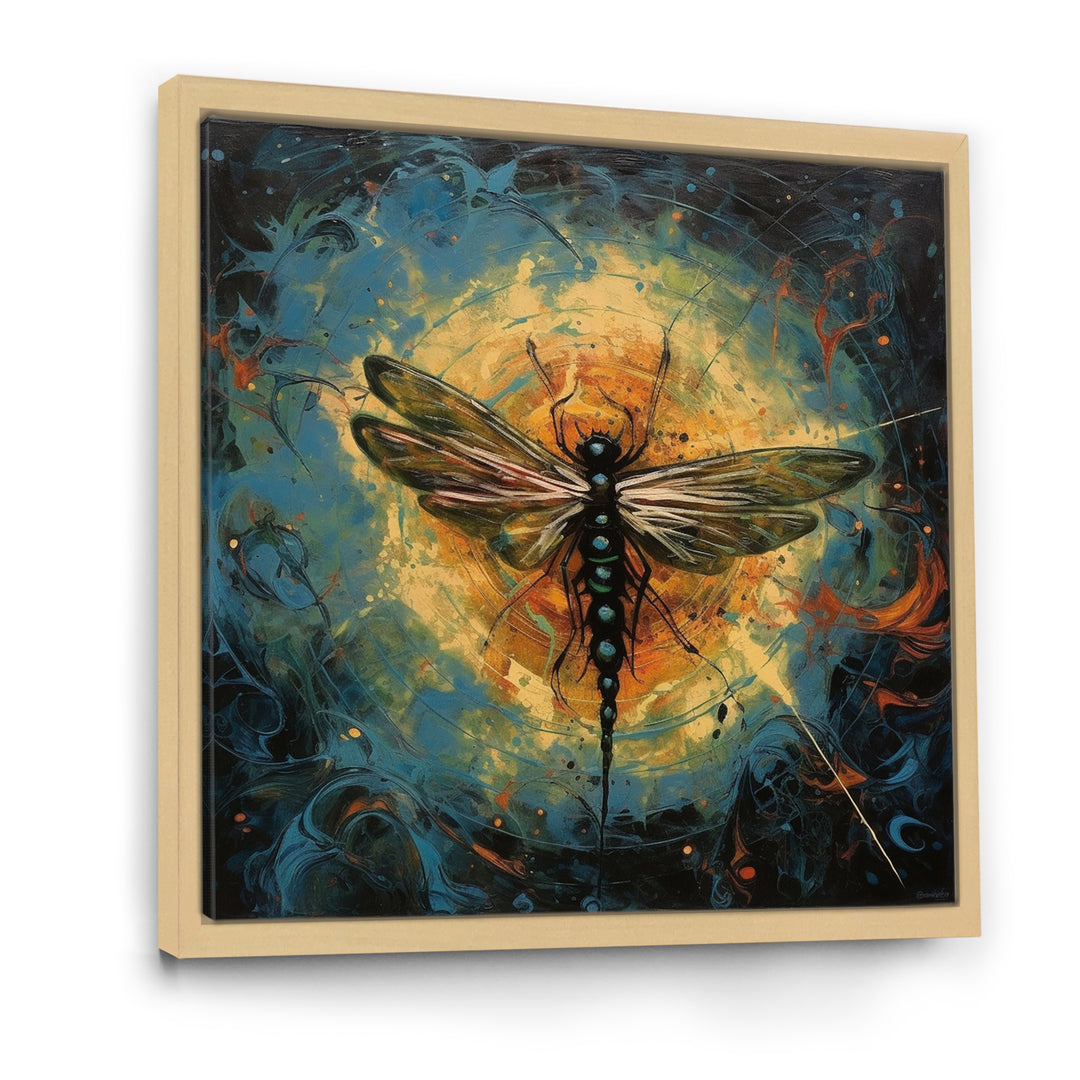 Expressive Painting Of Dragonfly - Dragonfly Living Room Wall Art