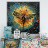 Expressive Painting Of Dragonfly - Dragonfly Living Room Wall Art