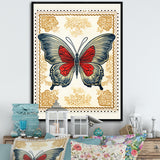 Retro Stamp Illustration Of Vintage Butterfly - Dragonfly Wall Art Prints
