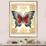 Retro Stamp Illustration Of Vintage Butterfly - Dragonfly Wall Art Prints