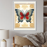 Retro Stamp Illustration Of Vintage Butterfly - Dragonfly Wall Art Prints