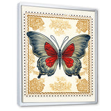 Retro Stamp Illustration Of Vintage Butterfly - Dragonfly Wall Art Prints