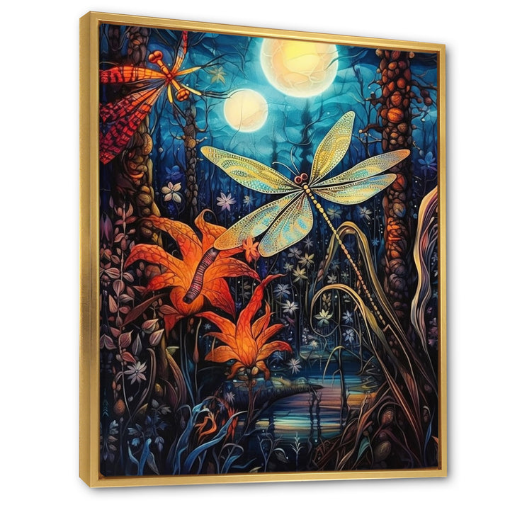 Majestic Dragonfly In Enchanted Forest - Blue Dragonfly Wall Art