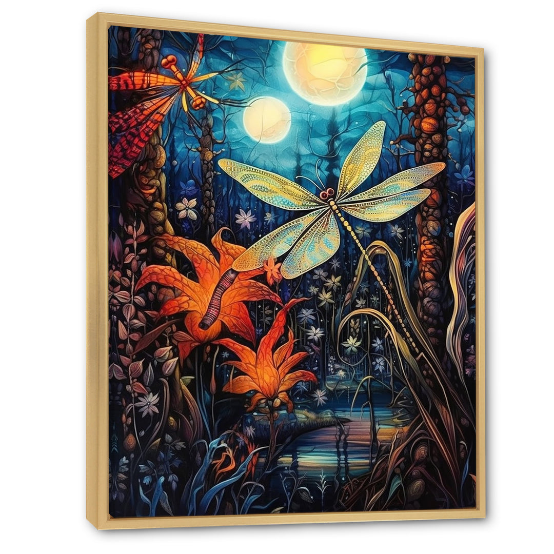 Majestic Dragonfly In Enchanted Forest - Blue Dragonfly Wall Art