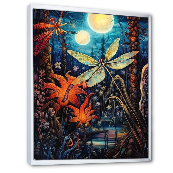 Majestic Dragonfly In Enchanted Forest - Blue Dragonfly Wall Art