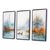 Duck In The Misty Pond At Dawn Watercolor II - Multi-Panels