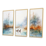 Duck In The Misty Pond At Dawn Watercolor II - Multi-Panels