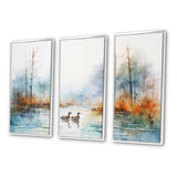 Duck In The Misty Pond At Dawn Watercolor II - Multi-Panels
