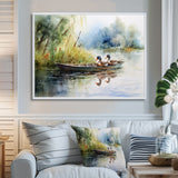 Ducks In A little Boat On The Lake - Duck Bedroom Wall Art