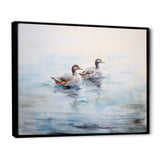 Brown Ducks Swimming Misty Morning Lake - Duck Canvas Wall Art