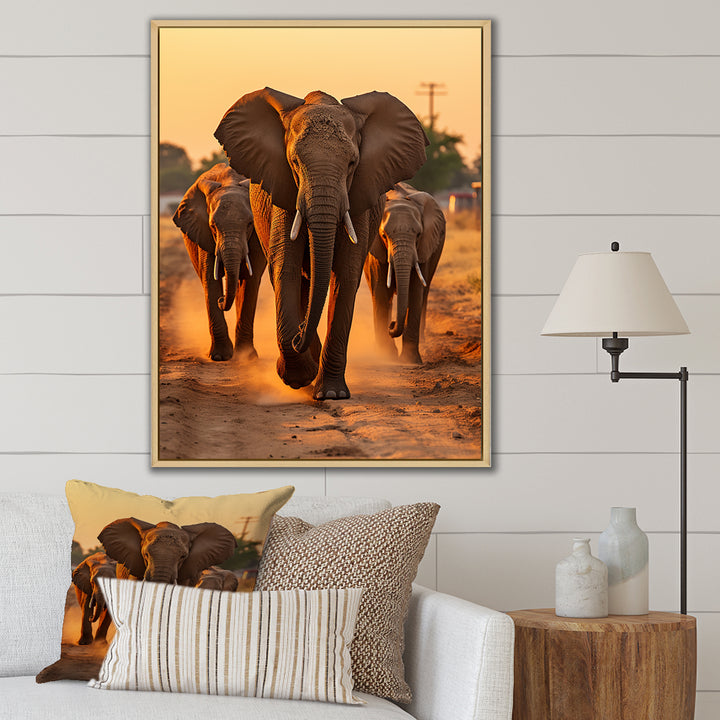 Glorious Elephant In The Wild At Sunset Wildlife - Black Elephant Wall Art