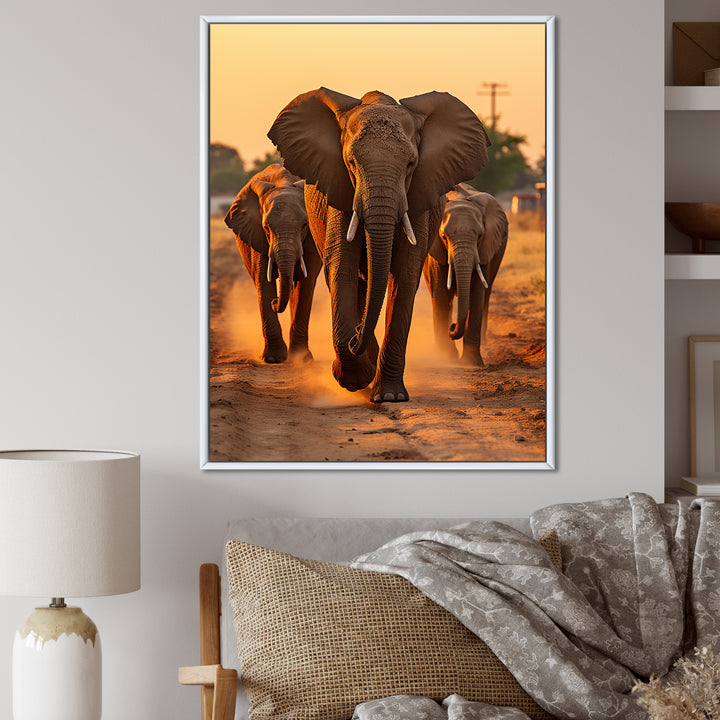 Glorious Elephant In The Wild At Sunset Wildlife - Black Elephant Wall Art