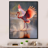 Majestic Pink Flamingo Spreading Its Wings - Flamingo Canvas Wall Art