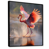 Majestic Pink Flamingo Spreading Its Wings - Flamingo Canvas Wall Art