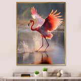 Majestic Pink Flamingo Spreading Its Wings - Flamingo Canvas Wall Art