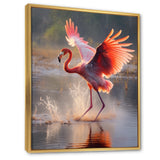 Majestic Pink Flamingo Spreading Its Wings - Flamingo Canvas Wall Art
