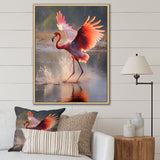 Majestic Pink Flamingo Spreading Its Wings - Flamingo Canvas Wall Art
