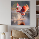 Majestic Pink Flamingo Spreading Its Wings - Flamingo Canvas Wall Art