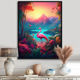 Pink Flamingo In Tropical Landscape - Flamingo Wall Decor