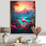 Pink Flamingo In Tropical Landscape - Flamingo Wall Decor