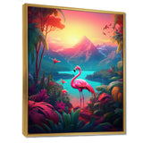 Pink Flamingo In Tropical Landscape - Flamingo Wall Decor