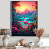 Pink Flamingo In Tropical Landscape - Flamingo Wall Decor