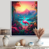 Pink Flamingo In Tropical Landscape - Flamingo Wall Decor