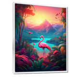 Pink Flamingo In Tropical Landscape - Flamingo Wall Decor