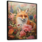 Cute Orange Fox In Flower Field - Orange Fox Wall Art