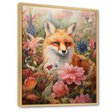 Cute Orange Fox In Flower Field - Orange Fox Wall Art