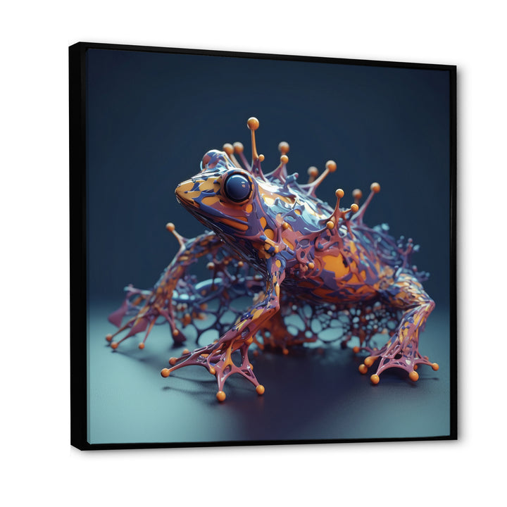 Neon Frog - Frog Framed Canvas Art