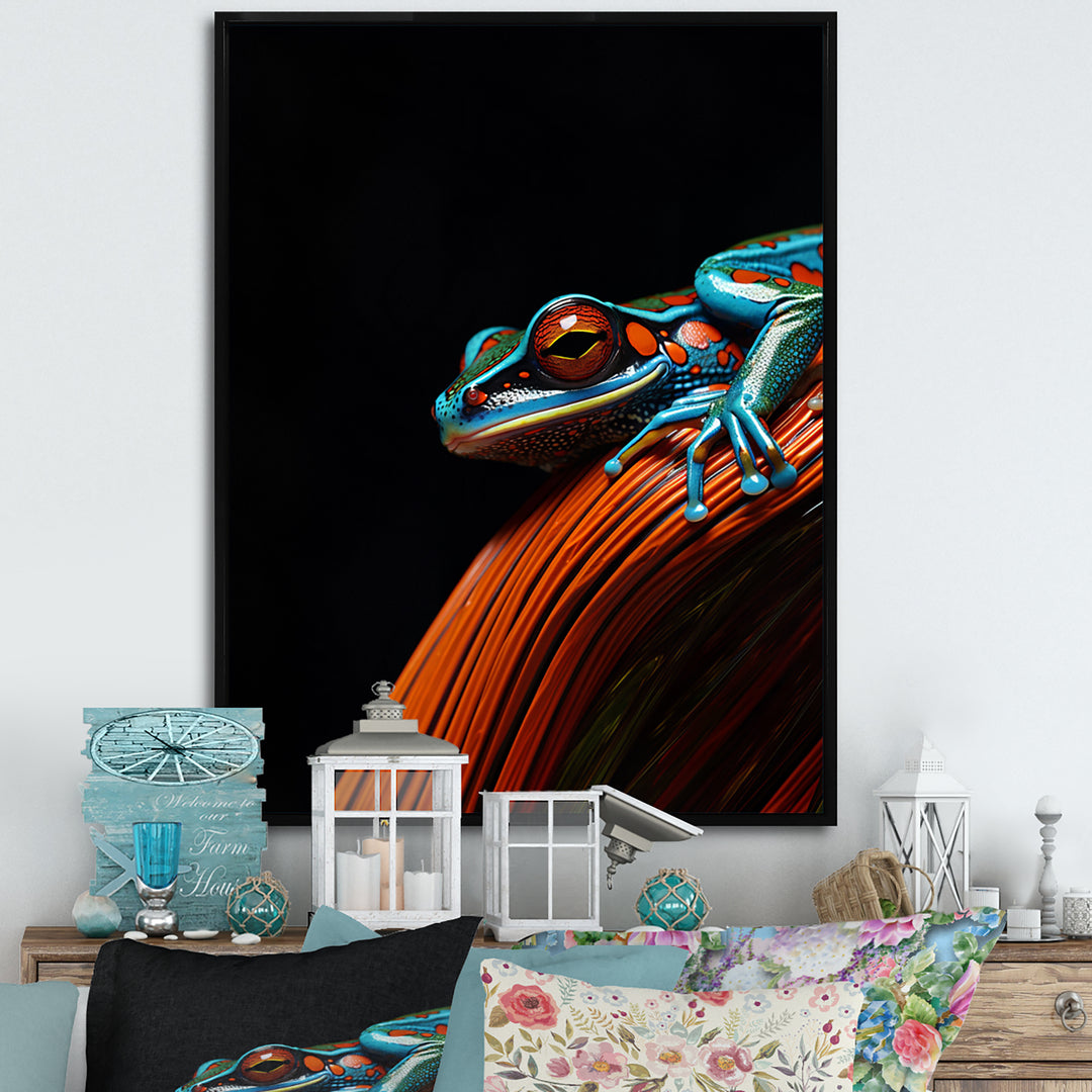 Portrait Of Pinstriped Tree Frog Wildlife - Frog Home Decor Art