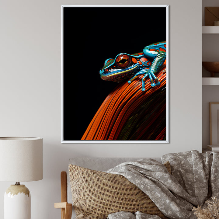 Portrait Of Pinstriped Tree Frog Wildlife - Frog Home Decor Art