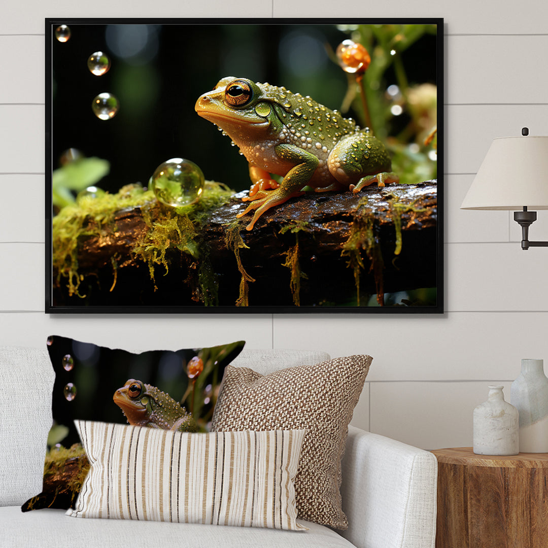 Portrait Of Green Frog Nature Photography - Frog Bedroom Wall Art