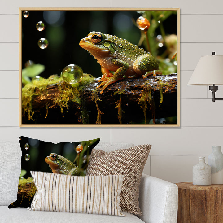 Portrait Of Green Frog Nature Photography - Frog Bedroom Wall Art