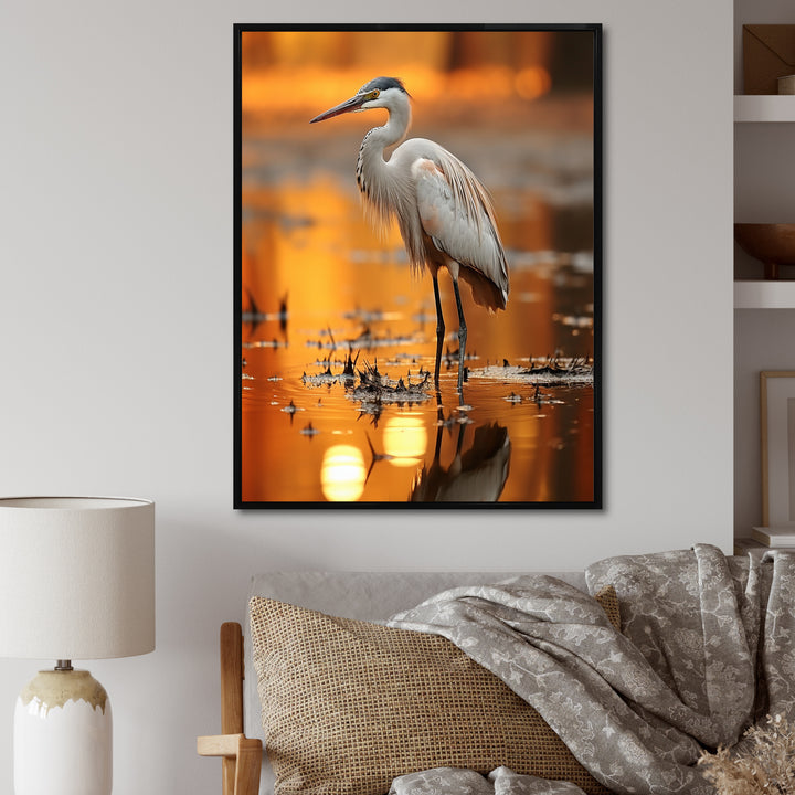 Portrait Of White Heron Wildlife Photography - Heron Wall Decor
