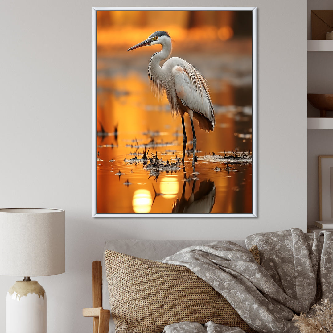 Portrait Of White Heron Wildlife Photography - Heron Wall Decor