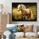 Golden Pony In Flower Meadow - Horse Wall Art Prints