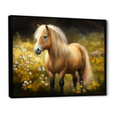 Golden Pony In Flower Meadow - Horse Wall Art Prints