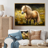 Golden Pony In Flower Meadow - Horse Wall Art Prints
