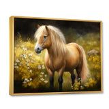 Golden Pony In Flower Meadow - Horse Wall Art Prints