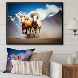 Wild Horses Galloping In The Mountains - Horse Large Canvas Wall Art