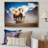 Wild Horses Galloping In The Mountains - Horse Large Canvas Wall Art